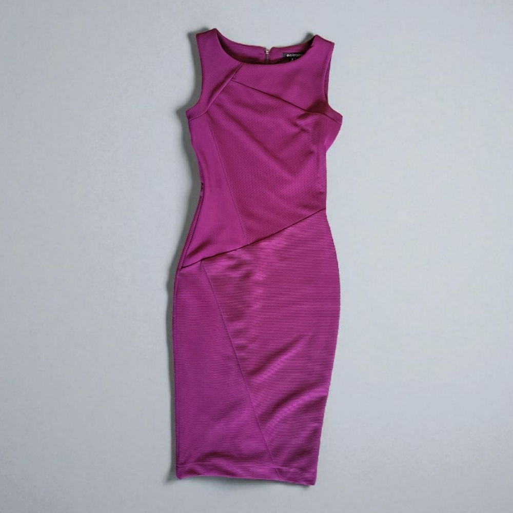 NWT Eva Longoria × The Limited Ribbed Bodycon Sheath Dress Sleeveless Plum SM